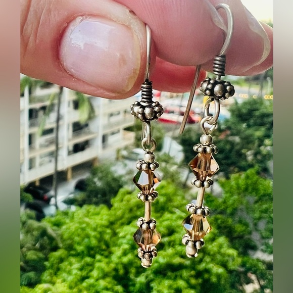 Jewelry - Slim and Dangly Swarovski Crystal & Sterling Silver Earrings